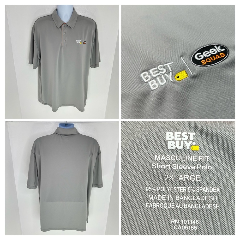 Geek Squad Best Buy Gray Polo Shirt Men’s 2XL Employee Work‎ Uniform Streetwear